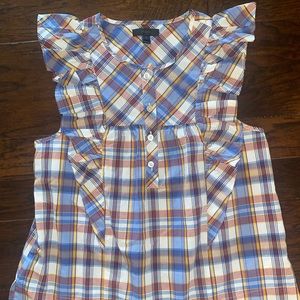 Women’s J. crew sleeveless plaid ruffle top